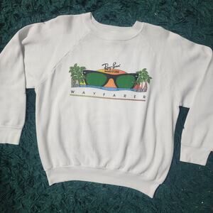Vintage Ray-Ban Wayfarer White Crewneck Sweatshirt Bausch & Lomb USA